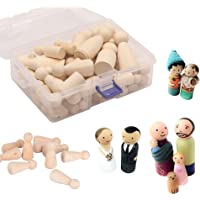 50 Pcs Figuras de Madera Decoración- Muñeca de Madera Peg Inacabado Personas de Madera Cuerpos en blanco Simples Angel…